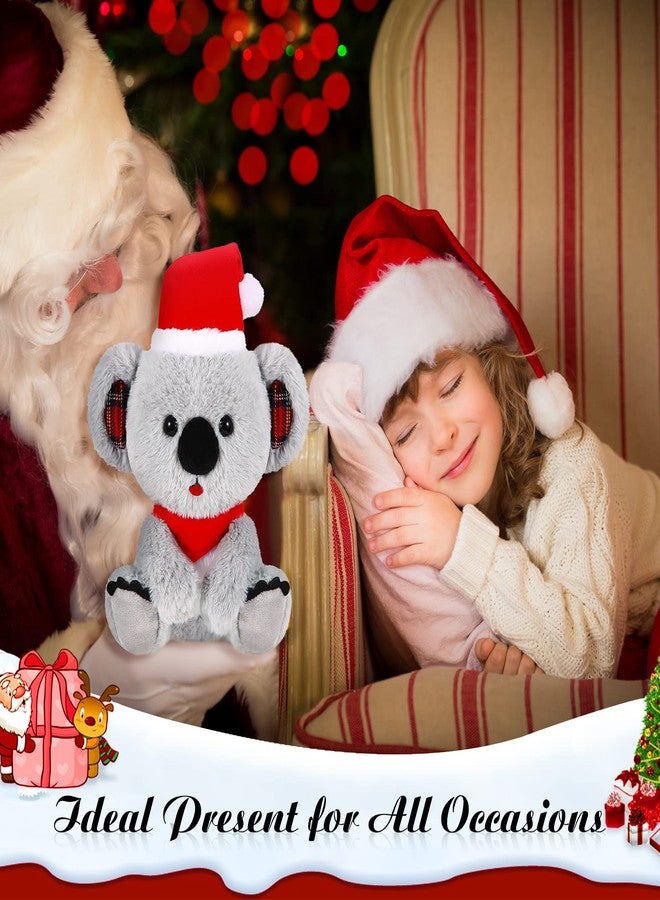 Threan 8 Inch Christmas Stuffed Animal Christmas Plush Doll with Santa Hat for Holiday Decoration Winter Gifts(Koalas Style) - Image 4